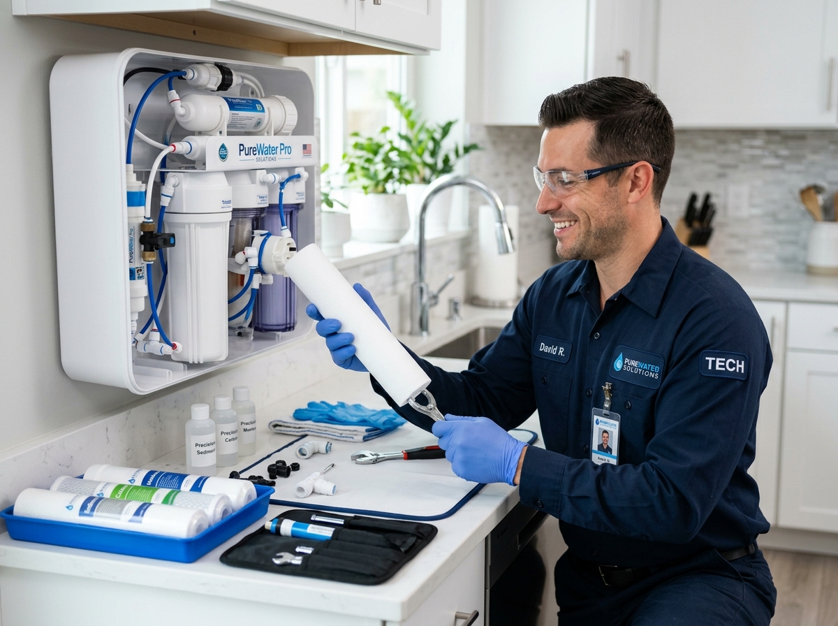 Aqua Fast RO Care Certified Technician Servicing Purifier